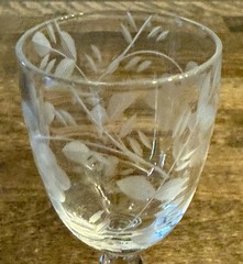 Vintage Set 6 Etched Cordial Wine Glasses Grapes/Vines Tiffin Style 30s-40s