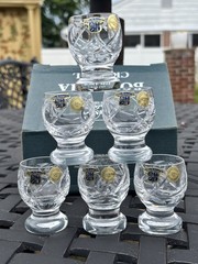Beautiful Bohemia Czech Republic Lead Crystal Vodka Shot Glasses Set Of 6