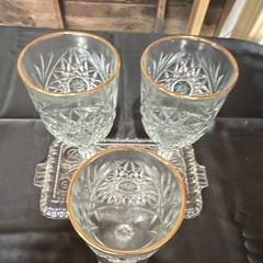Vintage Libby Hobstar Star of David gold rim set of 3
