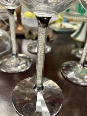 Oleg Cassini Wine Glass With Crystal Rhinestones in Stem-Set Of 5