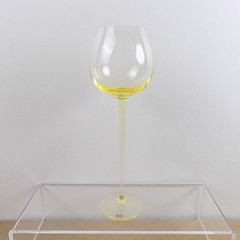 6 Moser Yellow Topaz Long Fellow Wine Glasses 9.5″ Tall Czech Crystal