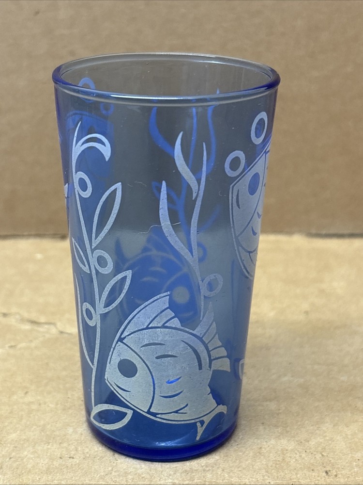 1 Hazel Atlas ANGEL FISH Cobalt Blue 3 7/8” Tumbler-Sportmans Series 1930s