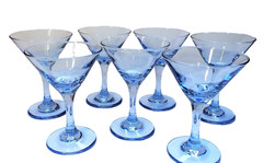 7 Libbey Embassy Ice Blue 5.25″ Martini Glasses
