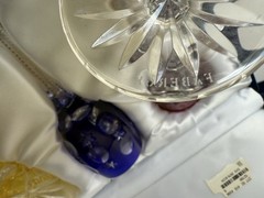 FABERGE CRYSTAL NA ZDOROVYE SET OF 4 LIQUEUR/CORDIAL COLORED GLASSES, RARE, NEW
