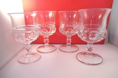 Vintage EAPG Tiffin Kings Crown Clear US Glass Set of 4 Water Goblets