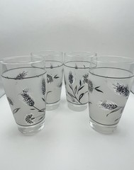 Vintage Libbey Silver Wheat Juice Glasses Set of 4 | Mid Century Frosted Barware