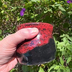 Red & Black Wheel Thrown 12 Oz Speckled Stoneware Tumbler Cup