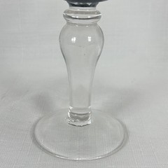 Pair of EBONY BLACK Footed STEMWARE Water Wine Goblets Paisley w/ Clear Stem
