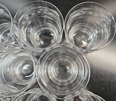 8 Stuart Crystal Dash Dot Tumblers Set Depression Clear Cut England Antique Lot