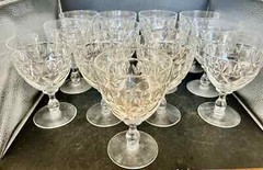 Twelve Webb Corbett Crystal Low Water Goblets – WE65 Pattern