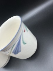 Lenox Chinastone Poppies on Blue Coffee Mugs Set of 2 Stacking USA