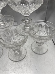 6 Vintage Pilgrim Jeanette Clear Glass Thumbprint Sherbet or Champagne