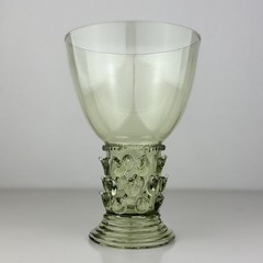 Alan Goldfarb Forest Green Art Glass Beaker Goblet Signed 1999 Medieval Venetian