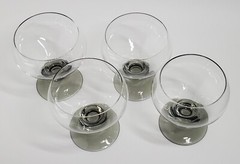 EUC 4 Rosenthal Studio Linie Romus 29300 Crystal Challis Smoke Foot Wine Glasses