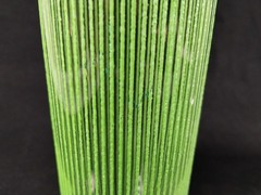 Vtg MCM Icicle Highball Glasses Textured Ribbed Design Green Lines Federal 4 pc