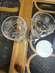 Set of 2 Fifth Ave PORTICO Water/Wine Goblets 24% Lead Crystal 8″