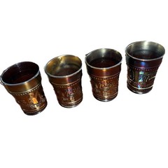4 Peacock at the Fountain Carnival Glass Tumblers