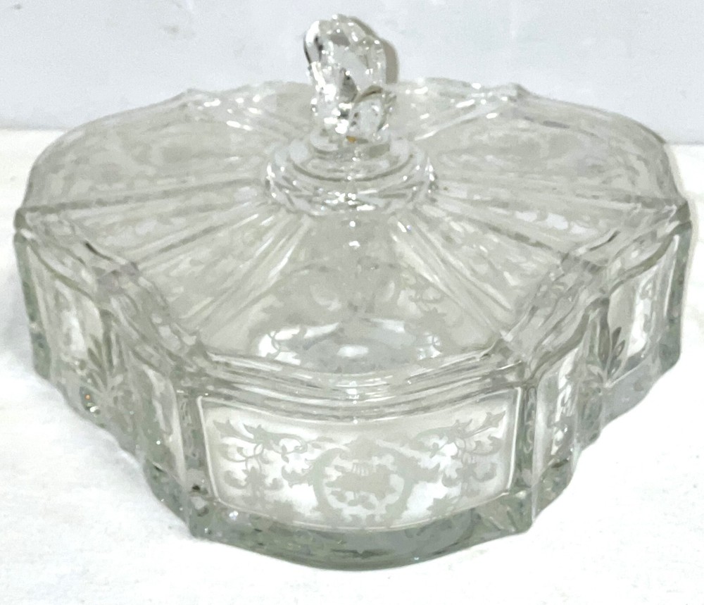 Fostoria NAVARRE CRYSTAL 3 PART CANDY BOX w/ LID #2496