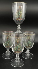 Spode Christmas Tree 7″ Glass Goblets Set Of 4
