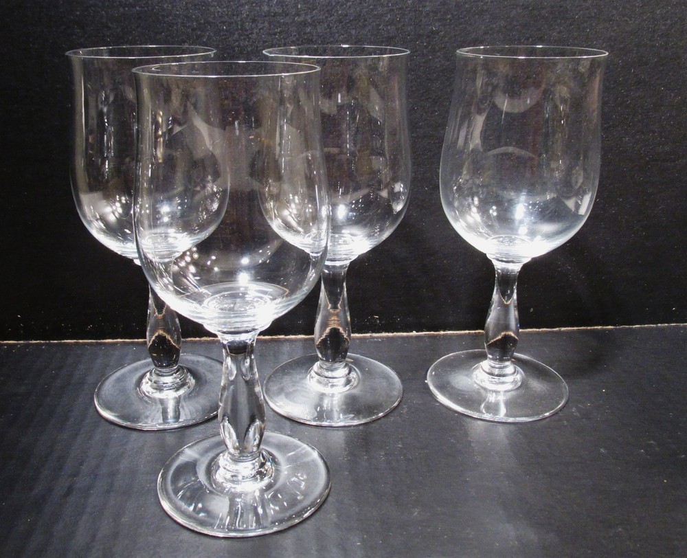 Vtg Baccarat France Crystal Longchamps 4 – 7.25″ Tall Water Goblets