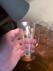 Fostoria Amber Iridized Loop Optic Ice Tea Glasses Set Of 6,1926-1940