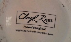 Vintage Henriksen»Cheryl Rosa» Ceramic Goblets;Wine/Water; Handpainted; Mint/EUC