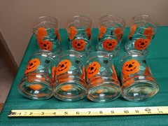 Anchor Hocking Vintage 1990, Eight, Halloween Glasses 12oz Tumblers Pumpkins