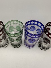 Cut To Clear MCM Tumbler Glasses Set Of 4 Vtg Godinger Shannon Crystal Shell