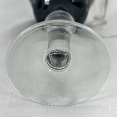 Pair of EBONY BLACK Footed STEMWARE Water Wine Goblets Paisley w/ Clear Stem
