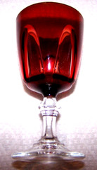 6 Cristal D’ Arques Durand Gothic Arch Cordials 3.25″ Tall Red Cut To Clear