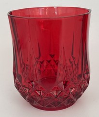 Cristal D’Arques Durand Longchamp Clear Ruby Red Double Old Fashioned Set Of 3
