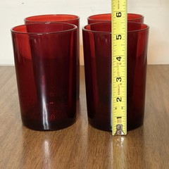 Vintage Arcoroc France Ruby Red Highball Tumblers 16 oz Glasses Set of 4