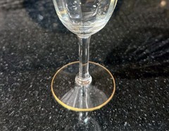 Tiffin Franciscan Minton Replacement Gilted Optic Ribbon Crystal Goblet 24k Gold