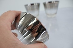 Vitreon Queens Lusterware Silver Fade Ombre Rocks Glasses Set of 3 Vintage MCM