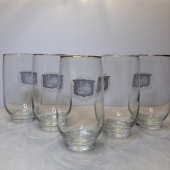 (5) Vintage Libbey Apothecary Pharmacy Rx Gold Trim Drinking Glasses Tumblers