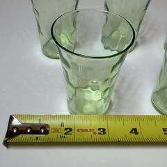 Vintage Green Uranium Glass 3″ Dimpled Juice Shot Glasses Barware