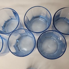 8 Anchor Hocking Blue Juice Glasses Reflections Short 10 Oz Glass Rocks Set