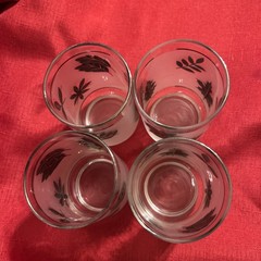Set of 4 Vintage Frosted Silver Leaf Libby Cocktail Glasses