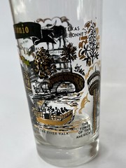 VINTAGE ~ CLEAR BLACK & GOLD «SAN ANTONIO MOST BEAUTIFUL CITY» SOUVENIR GLASS
