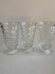 Set of 3 Vintage Whitehall Colony Cube Clear Footed 6″ Water Ice Tea Tumblers