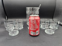 Princess House Crystal Cocktail Set #407 Mixer Shot Glasses Stirrer Vtg Barware