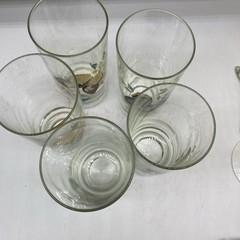 Vintage Mid Century Butterfly Wildflower Glasses Set 5 (12 Oz)