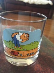 Vintage Ashby Whiskey Glass Set Comical Golf Cartoon Lowball Tumblers Lot of 2