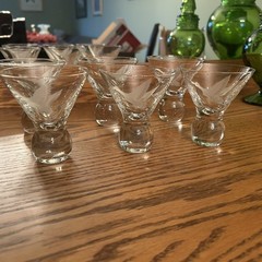 Vintage Cordial Stemless Glasses Etched Flying Duck Pattern (set Of 6)