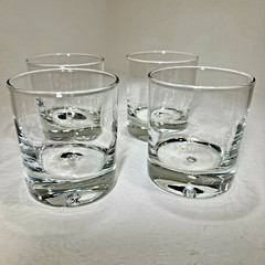 Pasabahce Water Drop Bottom Whiskey Glasses Set 4 11.5 oz Double Old Fashioned