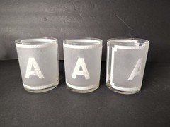 Set Of 3 Georges Briard Frosted Monogrammed A LowBall Whiskey Tumblr Glasses