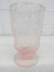Seneca Glass Pink Clear Driftwood Crinkle 5″ Footed Tumbler Glasses Set of 4