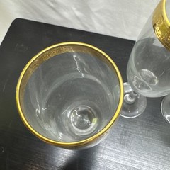 4 Vtg Crystal Glass Champagne Wine Elegant Stemware Stem Glasses Gold Encrusted