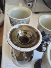 VTG MCM Otagiri Stoneware Cups Grape Leaf & Vine Wine Chalice Goblets