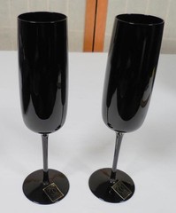 Oneida Ltd Minx Black Champagne Flute Set of 2, New Old Stock